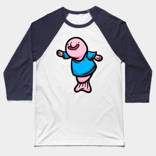 Cute Anthropomorphic Human-like Cartoon Blobfish Baseball T-Shirt